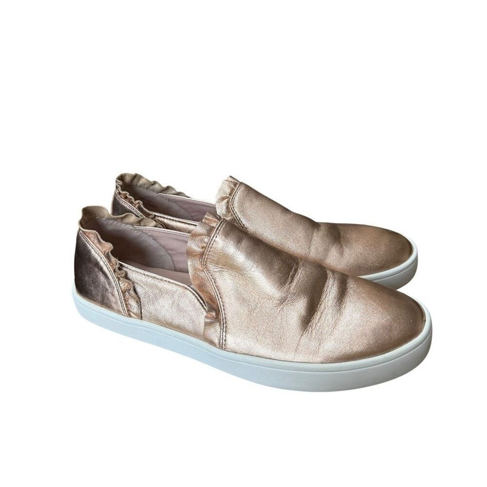 Kate Spade New York Lilly slip-on sneakers in rose gold leather ruffle trim 8.5